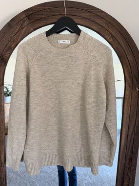 Mango Men's Crewneck Sweater in Light Beige